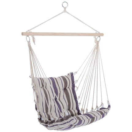Outdoor Hanging Rope Chair with Soft Padded Seat & Backrest, Garden Hammock Chai