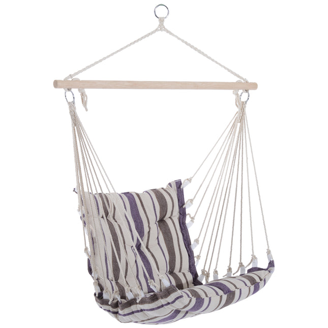 Outdoor Hanging Rope Chair with Soft Padded Seat & Backrest, Garden Hammock Chai