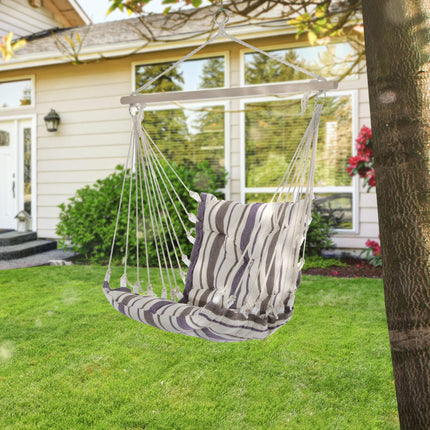 Outdoor Hanging Rope Chair with Soft Padded Seat & Backrest, Garden Hammock Chai