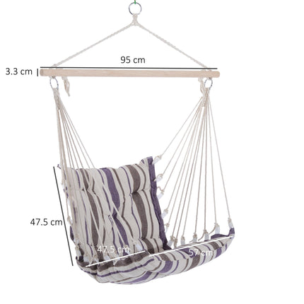 Outdoor Hanging Rope Chair with Soft Padded Seat & Backrest, Garden Hammock Chai