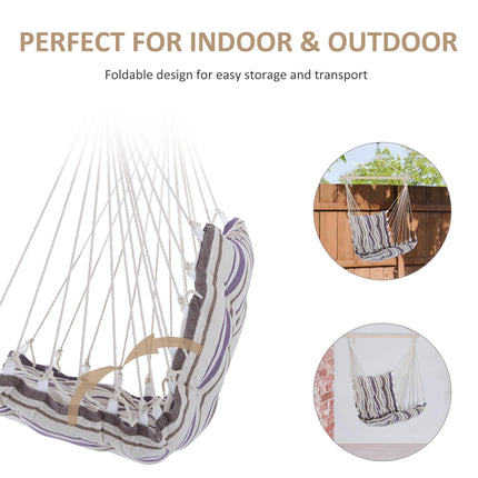 Outdoor Hanging Rope Chair with Soft Padded Seat & Backrest, Garden Hammock Chai