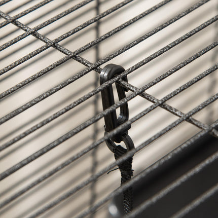 Small Animal Cage with Wheels, 4 Platforms, Hammock & Removable Tray for Chinchillas, Ferrets, Kittens - Silver/Grey