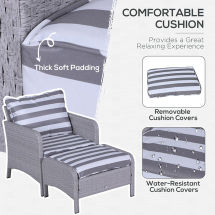 5 Piece PE Rattan Garden Furniture Set with Cushions and Glass Table - Grey