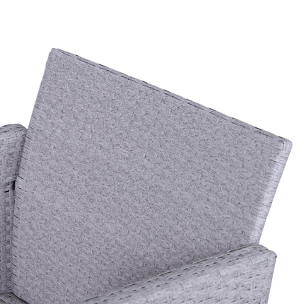 5 Piece PE Rattan Garden Furniture Set with Cushions and Glass Table - Grey