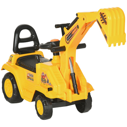 2 in 1 Kids Ride On Tractor Pull Cart with Bucket, Under Seat Storage, Horn, Hig
