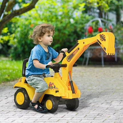 2 in 1 Kids Ride On Tractor Pull Cart with Bucket, Under Seat Storage, Horn, Hig