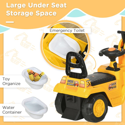 2 in 1 Kids Ride On Tractor Pull Cart with Bucket, Under Seat Storage, Horn, Hig