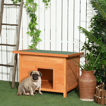 82cm Elevated Wooden Dog Kennel Outdoor Waterproof Pet House - Vintage Yellow