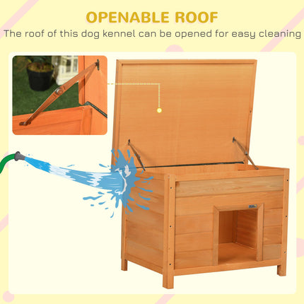 82cm Elevated Wooden Dog Kennel Outdoor Waterproof Pet House - Vintage Yellow