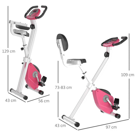 Foldable Magnetic Resistance Exercise Bike 8-Level Adjustable Seat - Pink