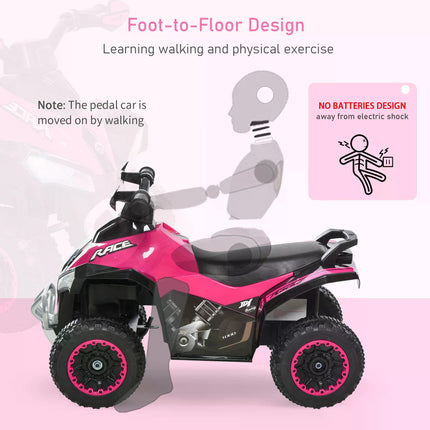 4 Wheel Ride On Toy for Toddlers 18-36 Months Foot-to-Floor Sliding Car Motorcycle Walker - Pink