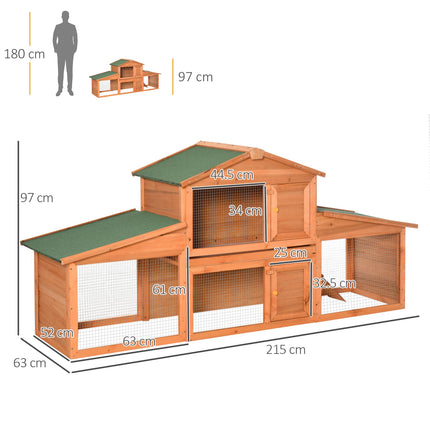 Small Animal Deluxe Large 2-Tier Fir Wood Hutch - Natural Wood Tone