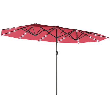 4.4m Double-Sided Sun Umbrella Patio Parasol LED Solar Lights Red