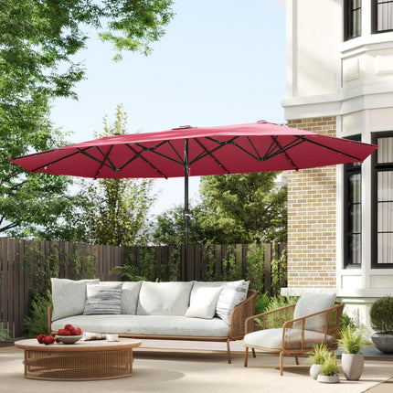4.4m Double-Sided Sun Umbrella Patio Parasol LED Solar Lights Red