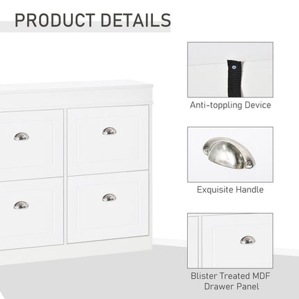 Shoe Cabinet with 4 Flip Drawers Wood Tipping Bucket Narrow Storage Cupboard wit