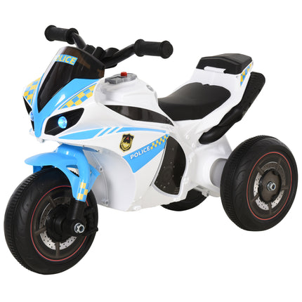Kids 3-Wheel Ride-On Police Bike with Music, Lights & Safe Seat for Toddlers 18-36 Months - Blue