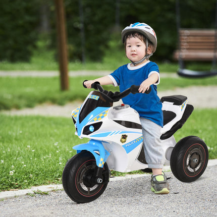 Kids 3-Wheel Ride-On Police Bike with Music, Lights & Safe Seat for Toddlers 18-36 Months - Blue