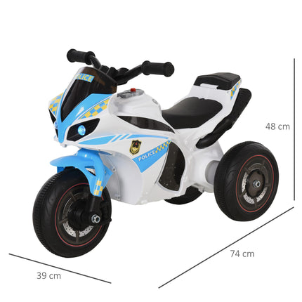 Kids 3-Wheel Ride-On Police Bike with Music, Lights & Safe Seat for Toddlers 18-36 Months - Blue