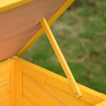Garden Wooden Outdoor Cat House with Door & Window, Water-Resistant Roof - Earthy Yellow
