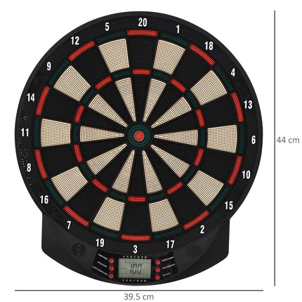 Electronic Plastic Dartboard with 6 Darts 9.5g - Black