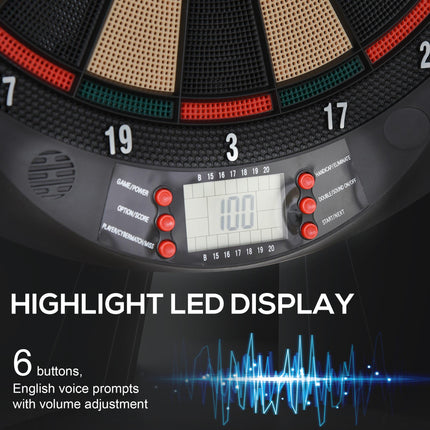 Electronic Plastic Dartboard with 6 Darts 9.5g - Black