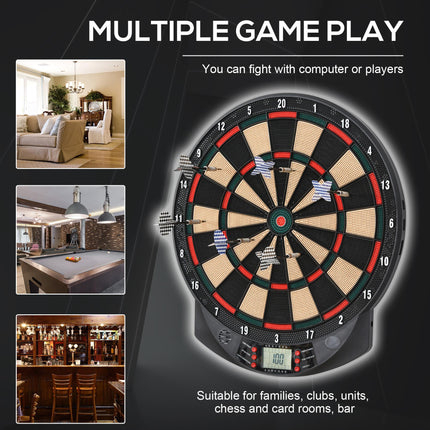 Electronic Plastic Dartboard with 6 Darts 9.5g - Black