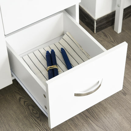 Freestanding Kitchen Storage Unit with Cupboards, Drawers & Open Shelves - White