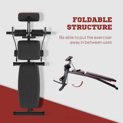 Foldable Adjustable Dumbbell Weight Lifting Sit Up Ab Bench for Home Gym Training - Black Red