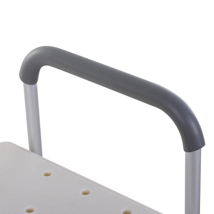 Height Adjustable Shower Chair with Armrest, Backrest & Non-Slip Bath Transfer Bench 300 lbs Capacity - White
