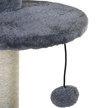 100cm Indoor Cat Tree with Perch House, Scratching Post & Play Ball - Grey and White