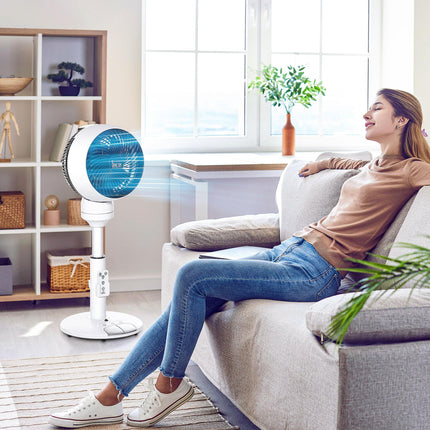 28'' Air Circulator Fan with 3 Speeds, 3 Modes, 70° Oscillation, 90° Tilt, Height Adjustable & Remote - Black & White