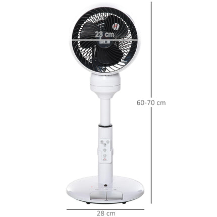 28'' Air Circulator Fan with 3 Speeds, 3 Modes, 70° Oscillation, 90° Tilt, Height Adjustable & Remote - Black & White