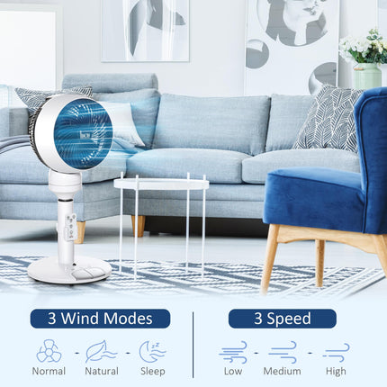 28'' Air Circulator Fan with 3 Speeds, 3 Modes, 70° Oscillation, 90° Tilt, Height Adjustable & Remote - Black & White