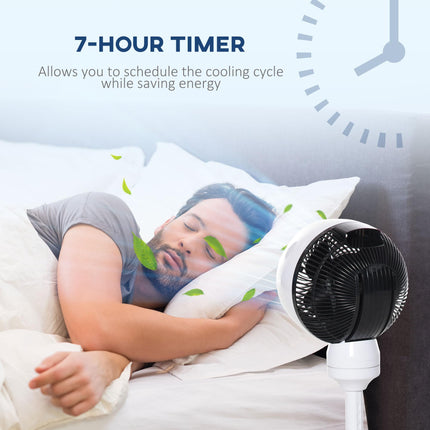 28'' Air Circulator Fan with 3 Speeds, 3 Modes, 70° Oscillation, 90° Tilt, Height Adjustable & Remote - Black & White