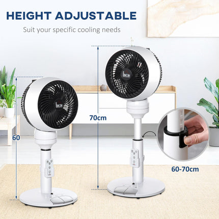 28'' Air Circulator Fan with 3 Speeds, 3 Modes, 70° Oscillation, 90° Tilt, Height Adjustable & Remote - Black & White
