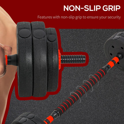 25kg Adjustable 2-in-1 Dumbbell and Barbell Set - Black