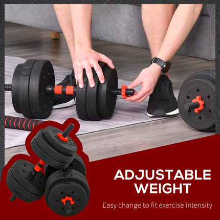 25kg Adjustable 2-in-1 Dumbbell and Barbell Set - Black