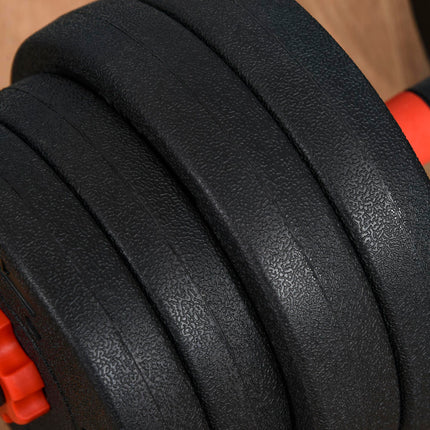 25kg Adjustable 2-in-1 Dumbbell and Barbell Set - Black