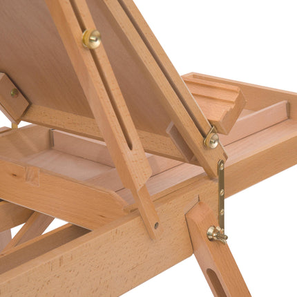 Wooden Art Easel Tripod with Folding Drawing Board Portable Lightweight - Natural Wood