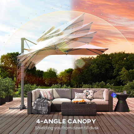 3 x 3(m) Aluminium Sun Square Canopy Top with Adjustable Pole Angle, Khaki