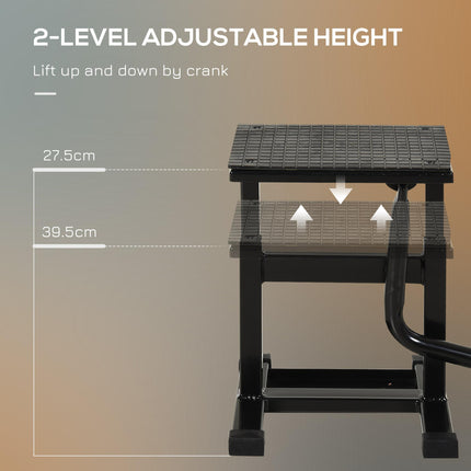 Adjustable Steel Motorbike Jack Lift 27.5-39.5cm Height - Black