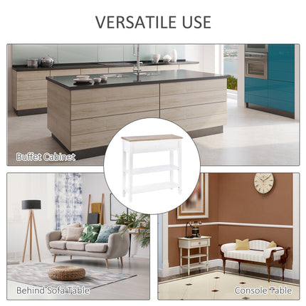 Console Table Hallway Side Desk with Drawer and Shelves Oak Tone Worktop - White