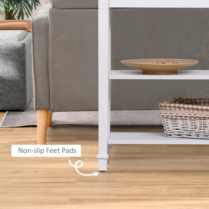 Console Table Hallway Side Desk with Drawer and Shelves Oak Tone Worktop - White