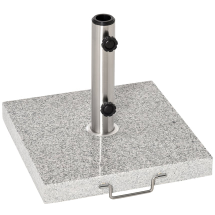 28kg Garden Umbrella Base Marble Parasol Holder with Wheels and Handle - Hemp Gray