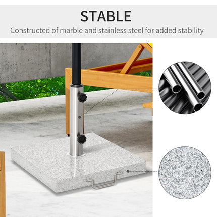 28kg Garden Umbrella Base Marble Parasol Holder with Wheels and Handle - Hemp Gray