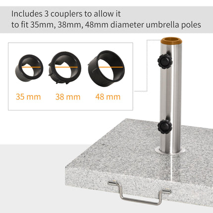 28kg Garden Umbrella Base Marble Parasol Holder with Wheels and Handle - Hemp Gray