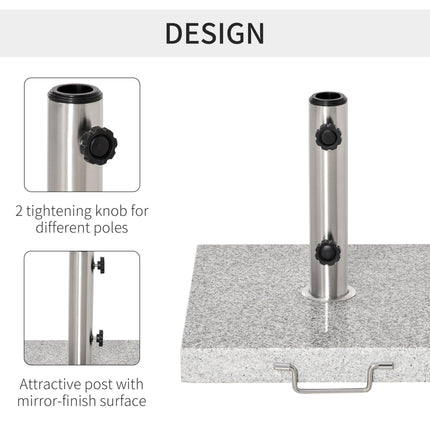 28kg Garden Umbrella Base Marble Parasol Holder with Wheels and Handle - Hemp Gray