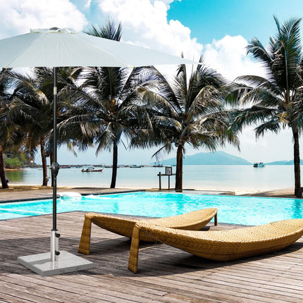 28kg Garden Umbrella Base Marble Parasol Holder with Wheels and Handle - Hemp Gray