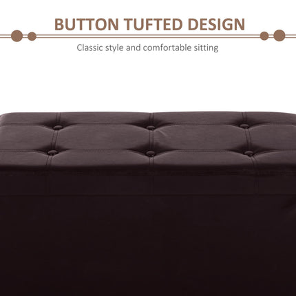 Folding Faux Leather Storage Cube Ottoman Bench Seat Rectangular Footrest Stool - Brown