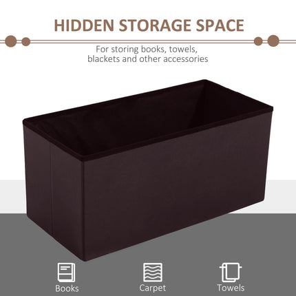 Folding Faux Leather Storage Cube Ottoman Bench Seat Rectangular Footrest Stool - Brown